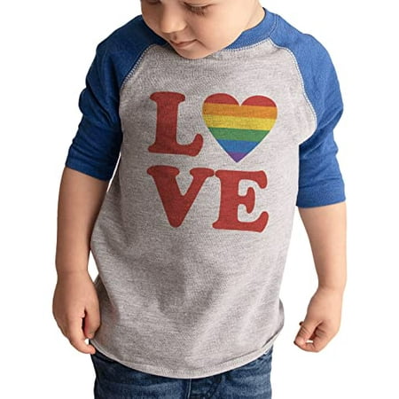 

7 ate 9 Apparel Kids Pride Shirts - Love Rainbow Heart Blue Shirt 5T