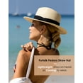 thumbnail image 5 of Panama Hat Sun Hats for Women Men Wide Brim Fedora Straw Beach Hat UV UPF 50- Khaki Brown- L, 5 of 9