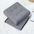 thumbnail image 5 of Ornavo Home Foldable Tufted Linen Storage Ottoman Cube Foot Rest Stool Seat - 15" x 15" (Gray), 5 of 7