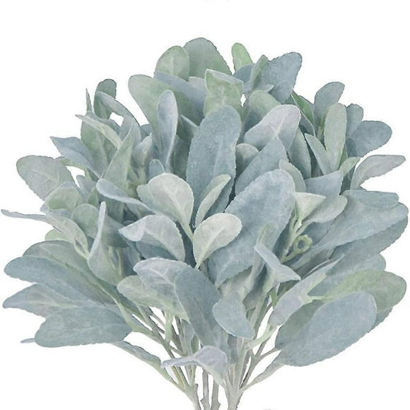 Faux Lambs Ear Stems 5Pcs Flocked Artificial Greenery Solid Spray Rabbit Ear Leaves Wedding DIY Cra