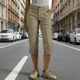 thumbnail image 2 of QATAINLAV Women's Cargo Capri Pants Loose Knee Length Capris with Pockets Outdoor Casual Lightweight Hiking Cropped Trousers with Pockets, Khaki, XXL, 2 of 9