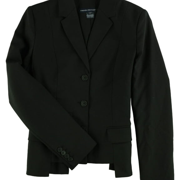 French Connection Womens Professional Three Button Blazer Jacket, Black, 2