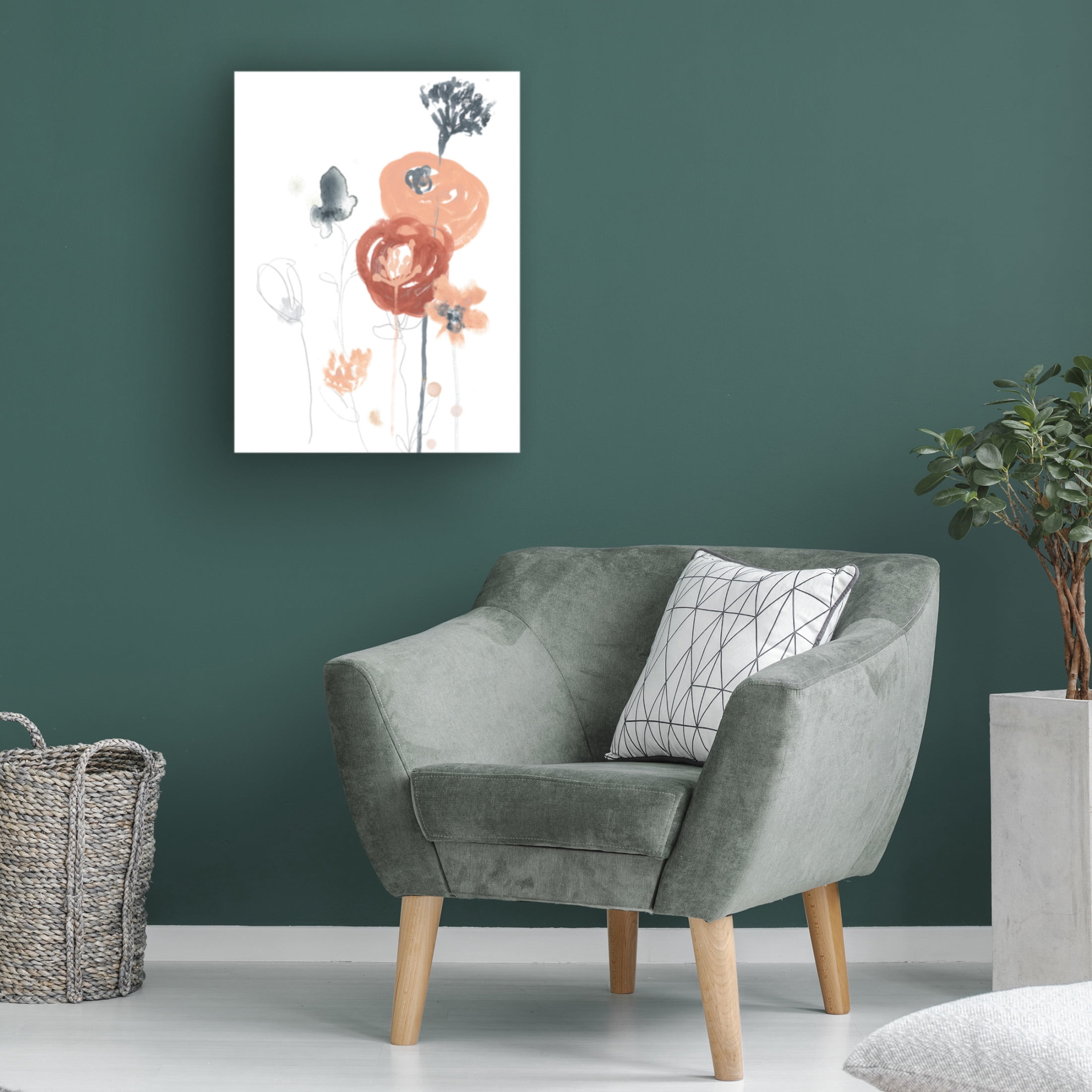 Canvas Wall Art - June Erica Vess 'Blush and Navy Floral II' Wall Art for Living Room, Bedroom, or Office Décor by Trademark Fine Art - 18 x 24 Inches