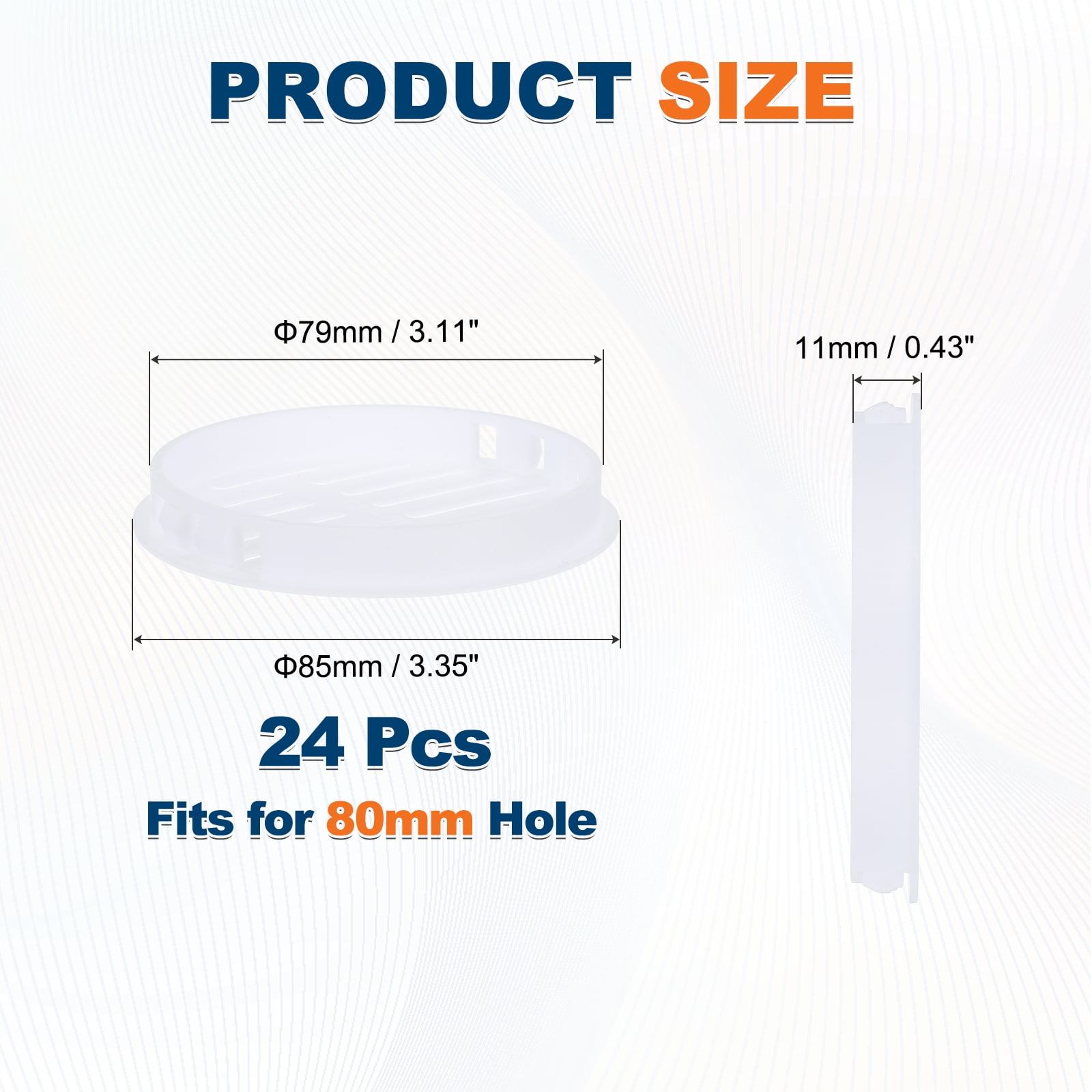 Uxcell 24 Pcs Round Soffit Vents (80mm / 3.15") - Plastic Louver Soffit Air Vent Cover Circular Air Mesh Screen Grille for Home/Bathroom/Wall/Ceiling/Cabinet, White