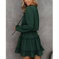 thumbnail image 4 of Vestido con escote en V y cordones, minivestido informal con volantes en capas y manga larga con escote en V, vestido de verano con volantes para mujer, diseño exquisito, 4 of 6