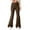 C-Brown312, variant on Winter Fluffy Flare Pants For Women High Rise Elastic Waist Relaxed Fit Solid Color Thermal Pants Double-Sized Plush Soft Trousers