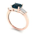 thumbnail image 2 of Three-Stone Engagement Ring for Women - 1.62ct Natural London Blue Topaz in 18K Rose Gold Promise Ring, 2 of 6