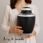 Aluminum Handcrafted Urn - Elegant Keepsake Holder for Adult Human Ashes (Onyx & Chrome)