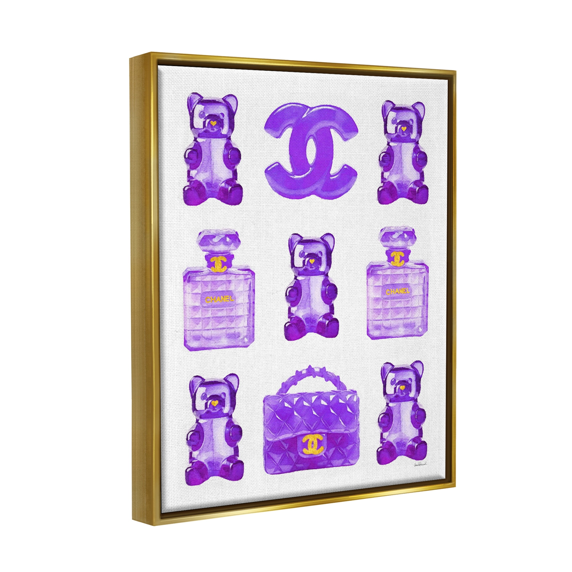 Stupell Industries Purple Glam Gummy Candy Beauty & Fashion Painting Gold Floater Framed Canvas Art Print Wall Art, 25 x 31