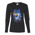 thumbnail image 2 of Wolf Painting Splatter Abstract Art Animal Lover Womens Graphic Long Sleeve T-Shirt, Black, Small, 2 of 3