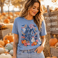 thumbnail image 5 of Spooky Haunted House Halloween T-Shirt, Cute Ghost Pumpkin Graphic Tee, Retro Fall Shirt, Spooky Season Apparel Gift - Chambray, 2XL, 5 of 5