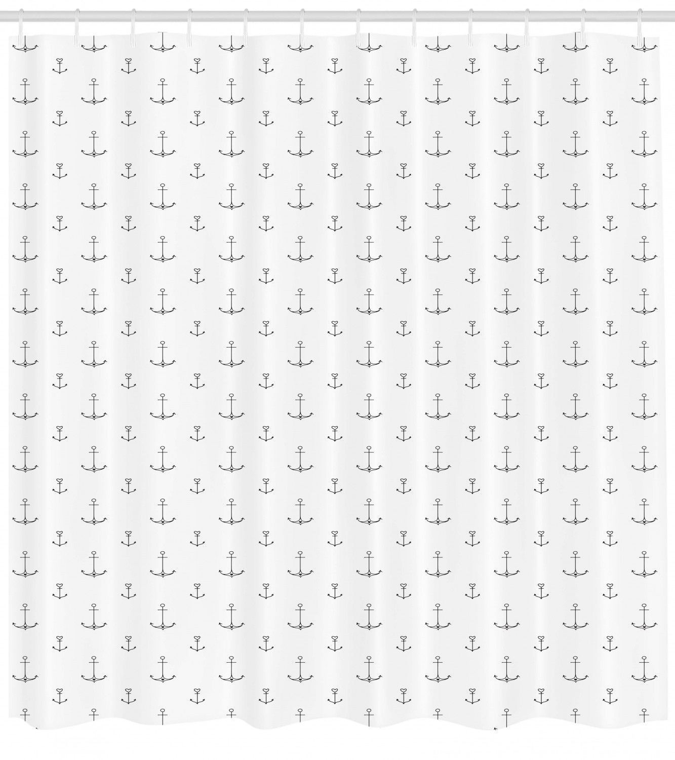 Anchor Shower Curtain, Old School Tattoo Style Hand Drawn Style