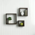 thumbnail image 5 of Melannco Set of 3 Square Wood Shelves in Espresso Brown, 5 of 8