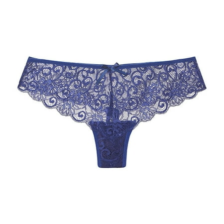 

Xmarks Thongs for Women Lace Underwear Tangas Sexy Low Waist Panties Dark Blue M