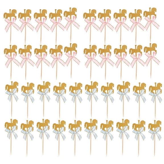 40 Horse Cupcake Toppers for Birthday or Wedding Party Supplies   Blue