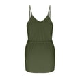 thumbnail image 5 of Einccm Women's Casual Summer Dress Sleeveless V Neck Adjustable Strap Tie Waist Midi Dress with Pockets Solid Color Flowy Lightweight Comfortable Outfit for Beach Vacation Work Daily Wear, 5 of 5