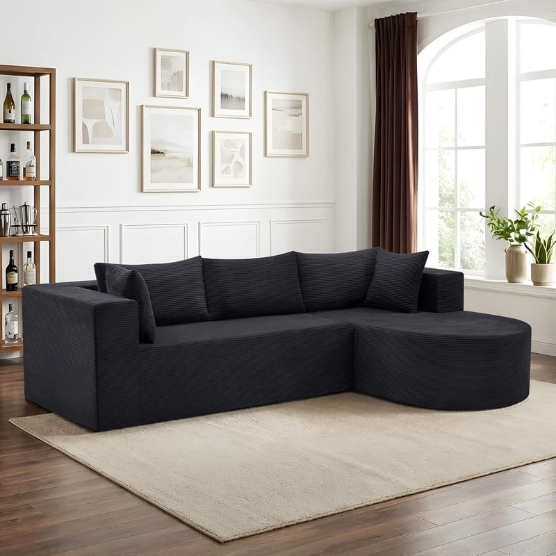 105" Cloud Sectional Couch with Chaise, Boneless L-Shaped Modular Sectional Sofa for Living Room, Comfy Cloud Couch with Deep Seat