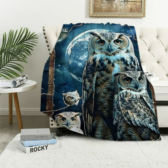 Owl Blanket for Owl Lovers Soft Cozy Cool Cute Owl Fleece Plush Decor Throw Blanket All Season Ultra Warm Lightweight Fuzzy Owl Blanket Gifts for Girls Women Boys Men Kids Bed