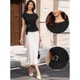 thumbnail image 2 of DARING DIVA Women's Cap Sleeve Crew Neck Buckle Tunic Business Top XS Black, 2 of 6