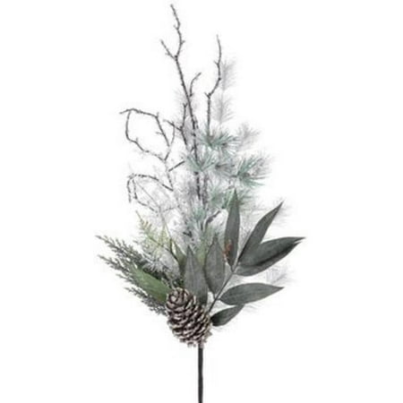 23 quot silver glittered pine cone leaf and iced twig long needle artificial christmas trees