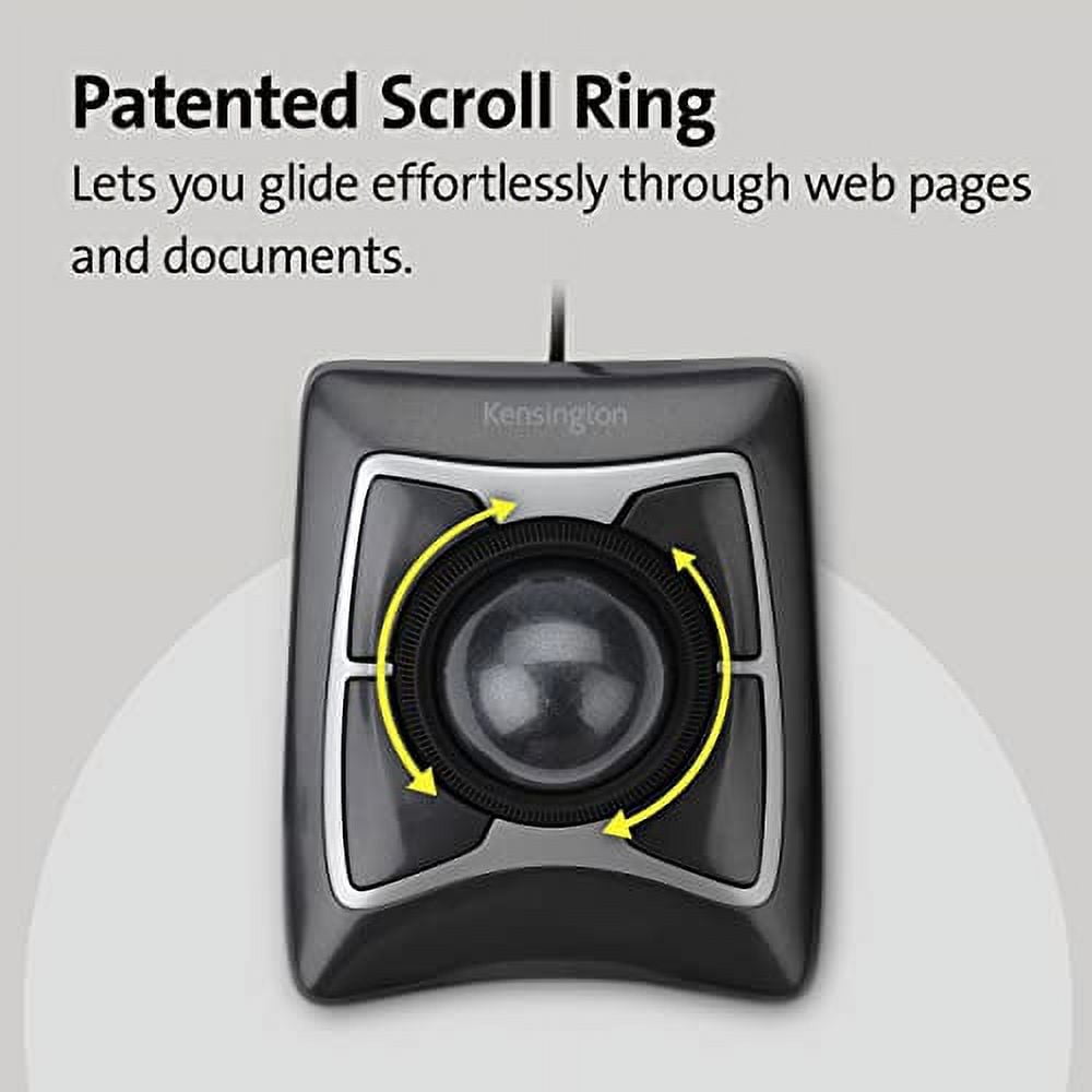 Kensington Expert Mouse - Trackball Filaire Ergonomique, Pour PC, Mac Et Windows Avec Molette De Defilement Design Ambidextre Et Suivi Optique Gris 64325