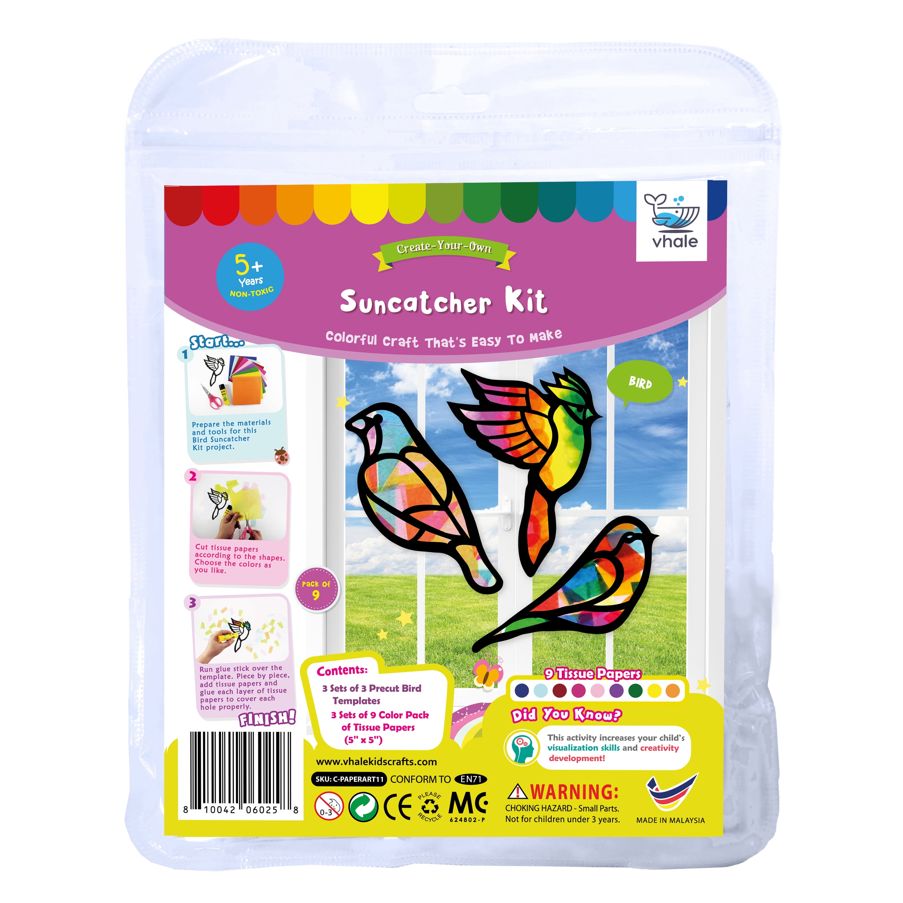 KLEVER KITS 24PCS DIY Window Sun Catchers,Paint Art Craft Kit for Kids  Unisex 