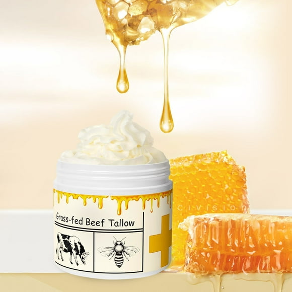 Beef Tallow for Skin, Beef Tallow, Tallow and Honey Cream, Grass Fed Beef Tallow, Organic Beef Tallow Balm for Face Moisturizer for All Purpose, Best Beef Tallow for Skin for Skincare