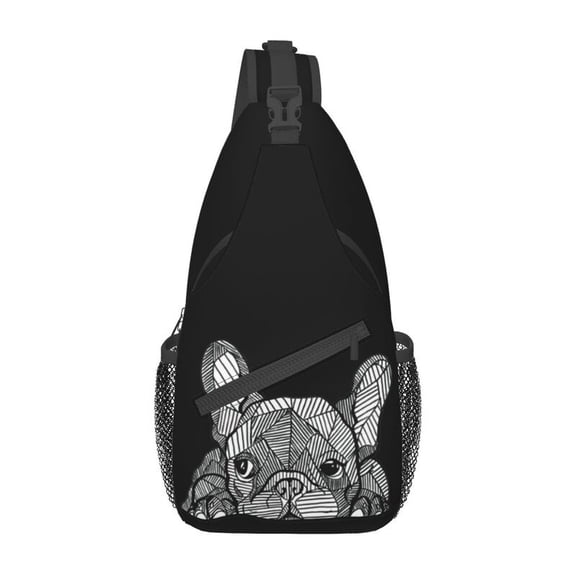 Frenchie French Bulldog Sling Crossbody Chest Bag Men Casual Dogs Pet Lover Shoulder Backpack for Hiking