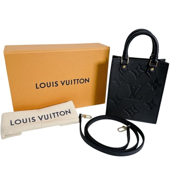 Pre-Owned Louis Vuitton Petite Sac Plat Monogram Empreinte Shoulder Bag M81417 Black