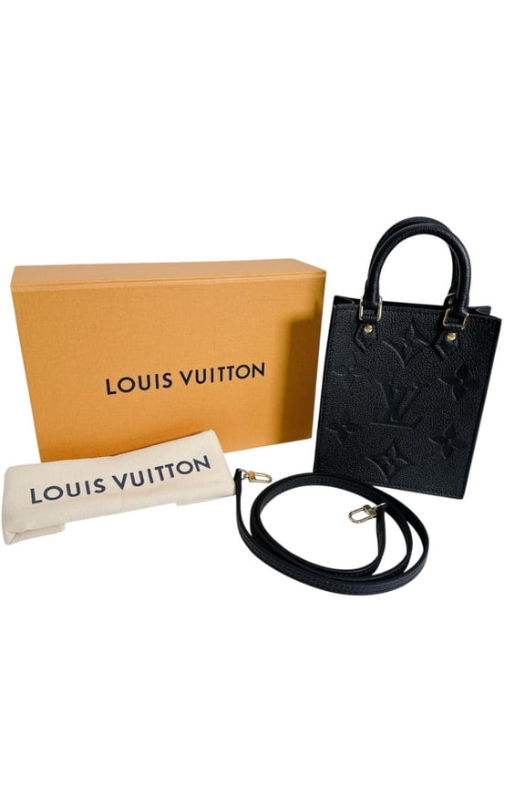 Pre-Owned Louis Vuitton Petite Sac Plat Monogram Empreinte Shoulder Bag M81417 Black