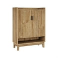 thumbnail image 2 of Spaco 20-Pair Farmhouse Shoe Cabinet with Doors, Space-Saving Compact Design, Sturdy Wooden Construction, Entryway/Hallway/Closet Storage, Natural, 2 of 5