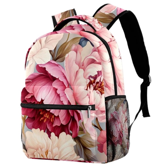 Peony Backpack Lightweight Bookbag Travel Rucksack Laptop Daypack for Women Men