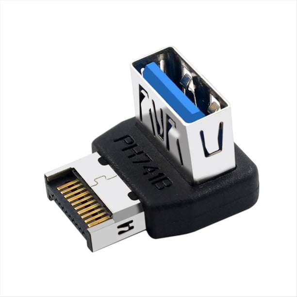 Adaptador de Cabezal USB C TIPO e A USB 3.1, Convertidor de 90 Grados para Conector Interno de Placa Base de Computadora PH741B