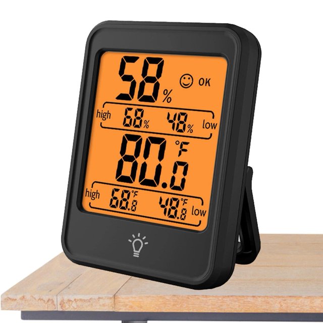 Termómetro de temperatura del aire, termómetro higrómetro de ambiente, medidor de humedad (negro)