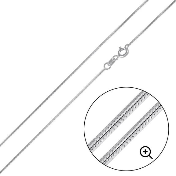 Sterling Silver 925 High Polished Round Snake 010 Chain 0.7mm Made in Italy 16" Jewelry Female