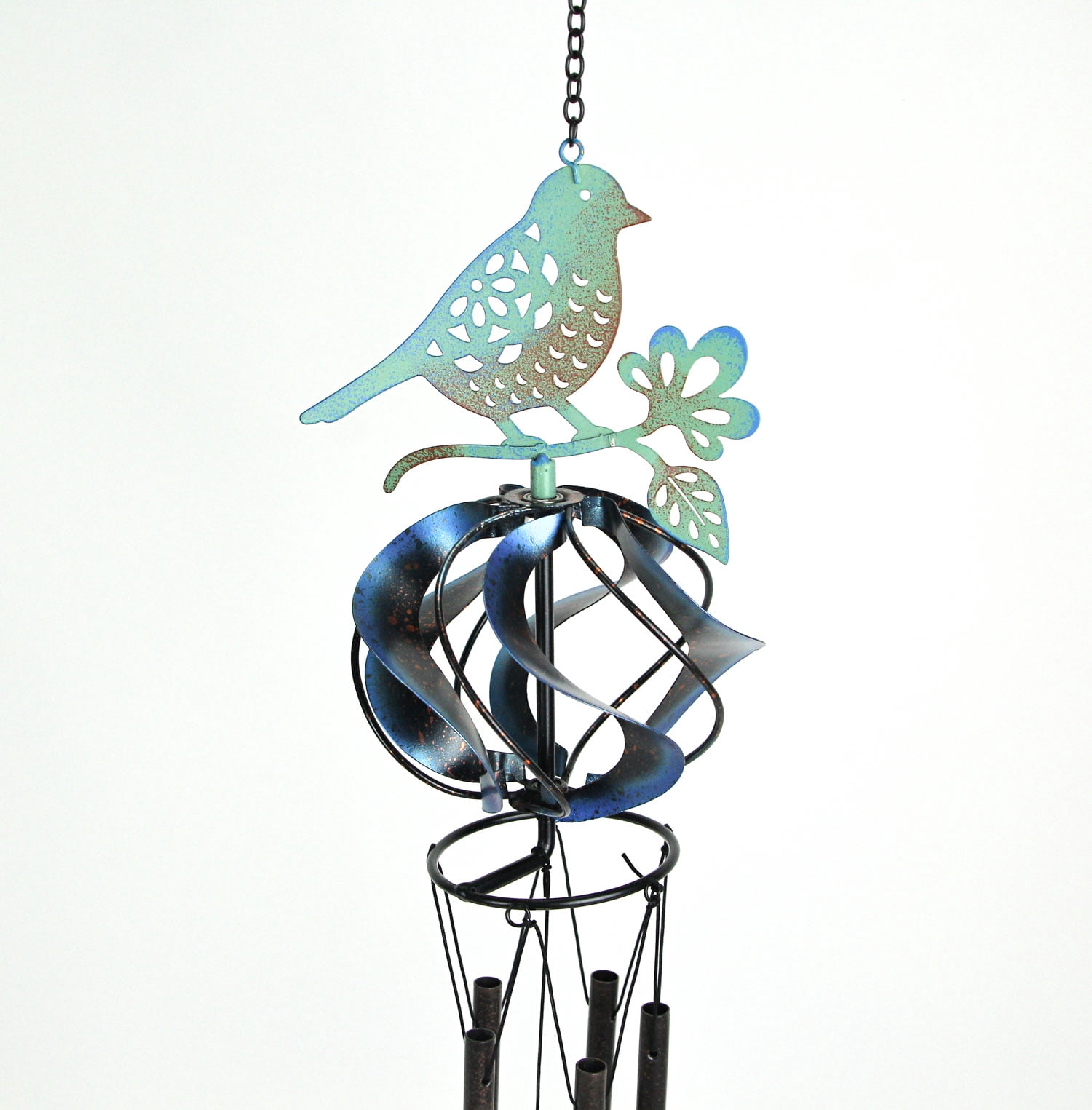 Things2Die4 Metal Bird Hanging Wind Chime Spinner Garden Art Patio Décor