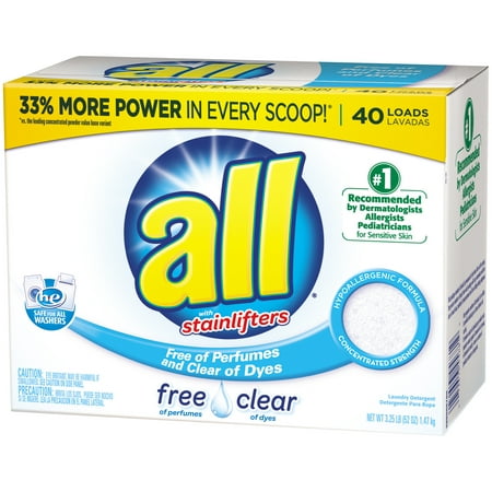 all Stainlifters Powder HE Laundry Detergent, Free and Clear, 52 Oz, 40