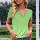 thumbnail image 5 of Camisetas de Manga Corta para Mujeres Camiseta de Cuello Redondo con Botón Impreso No Estructurado Casual con Suave 95% Poliéster 5% Spandex, Blusa Transpirable para la Primavera, 5 of 6