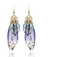 thumbnail image 1 of Butterfly Wing Drop Dangle Earrings Gold Plated Crystal Rhinestone for Women Girls Wedding Jewelry, Blue Gold Leaf, 1 of 6