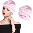 thumbnail image 1 of 1PC Women Imitation Silk Double-layer Night Cap Cross Twisted Hair Cap Headgear, 1 of 3