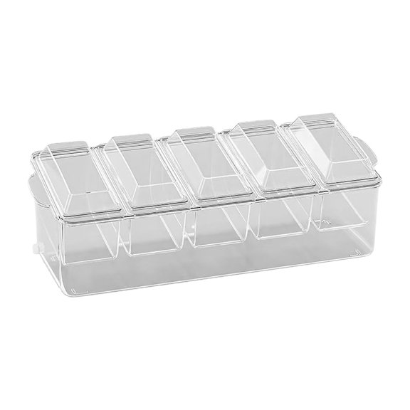Portable Fruit Box Container with Ice Pack, 5 Compartments Chilled Travel Camping Tray with Clip & Forks, Cooling Divided Serving Tray, for Outdoor Parties, Picinics