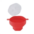 thumbnail image 2 of Tazón de Silicona para Palomitas de Maíz para Microondas, Cubo Plegable para Hacer Palomitas de Maíz con Tapa, Herramienta Plegable para Hornear en la Cocina, Color Rojo, 2 of 5