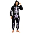 thumbnail image 2 of Family Halloween Pajamas Onesie Novelty Skeleton Pajamas Zipper Hooded Jumpsuit Pjs Loungewear Holiday Family Pajamas Nightwear Men, 2 of 5
