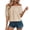 Khaki, variant on Women's Off Shoulder Top Ruffle Hem Bubble Short Sleeve Blouse Cute Casual Flowy Summer Shirt for Beach Vacation