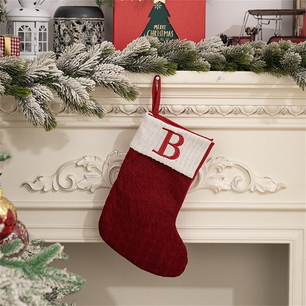 Knitted Hosiery Wool Hosiery Embroidered Letter Children's Candy Gift Bag Christmas Stocking Gift Bag