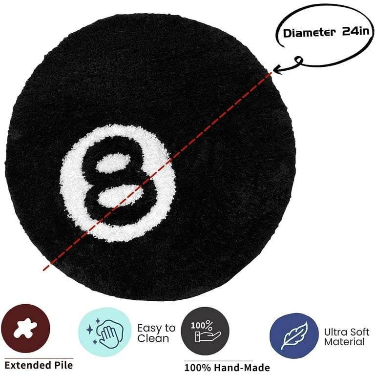 Fymlhomi 8 Ball Rug,24inch Cool Rugs for Bedroom Men,Unique Circle