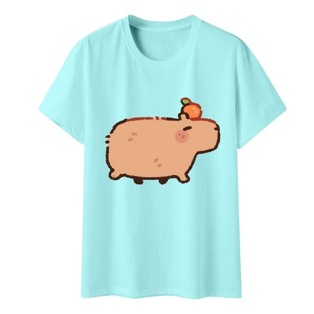 Femmes Chemise Coton Doux Manches Longues T Chemise Femmes Amusant Graphique T Chemise Capybara Selfie Mignon Dessin Anime Imprime T Chemise Adulte Vetements Feminins Ciel Bleu Taille XL Walmart