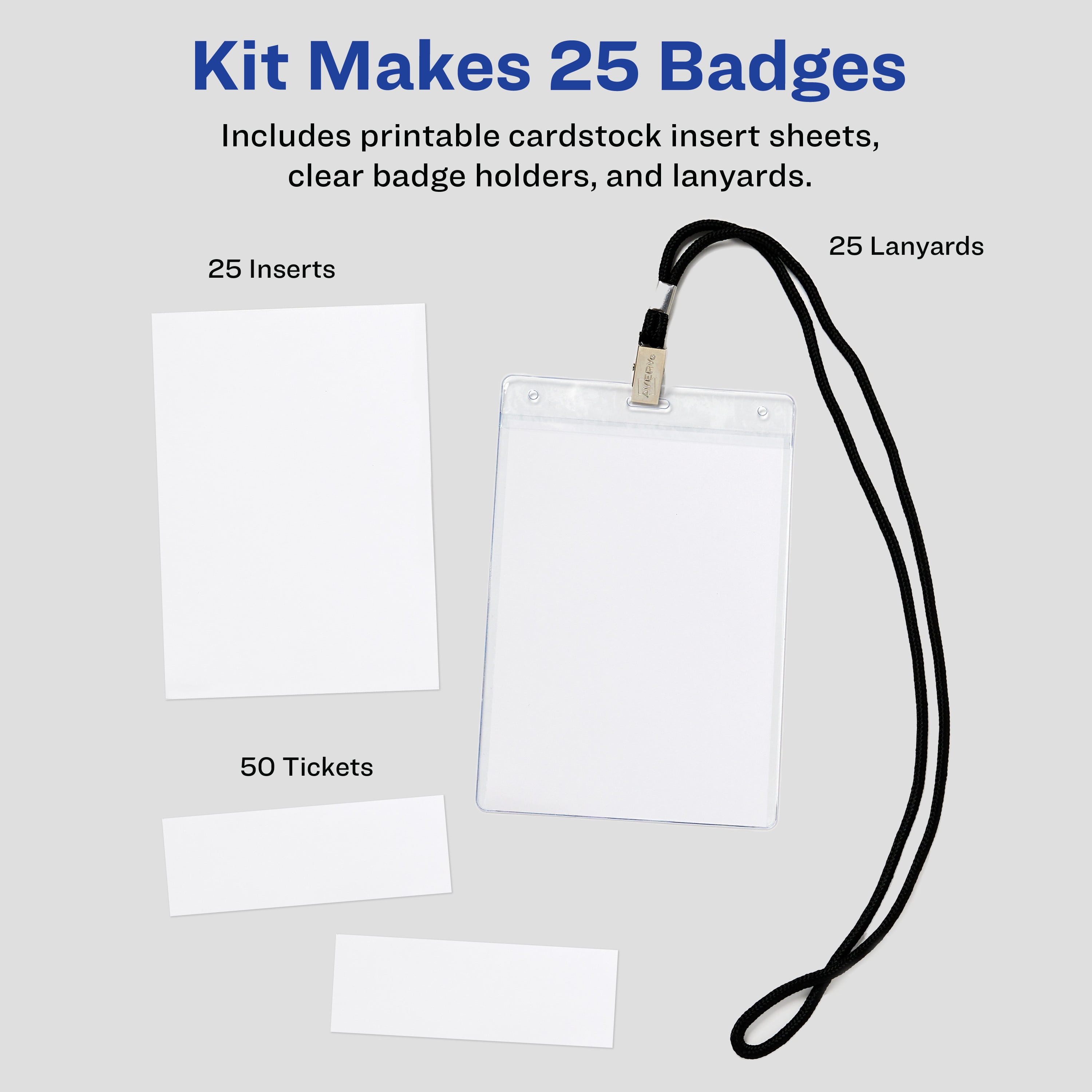 Avery Name Badges with Lanyards, 6" x 4.25", 25 Total (8520)