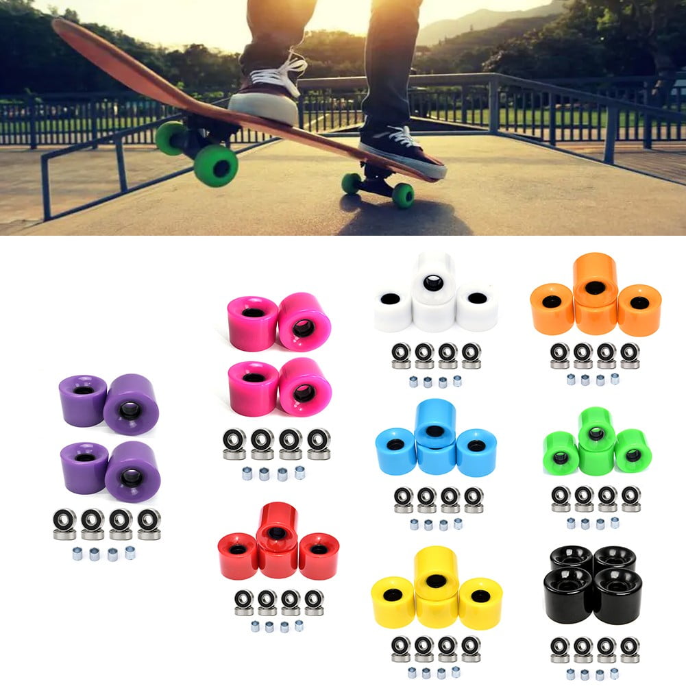 Brand New Skateboard CRUISER WHEELS Light Pink 60X45MM+ABEC Bearings Set+Spacers 