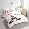 thumbnail image 3 of Manfei Paris Bed in a Bag Queen Size,Pink Eiffel Tower Bed Set,Romactic Theme Bedding Queen Size For Girls,Lightweight Room Decorative Reversible,7 Pieces, 3 of 7